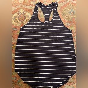 Lululemon racerback top (long), medium black/ white striped